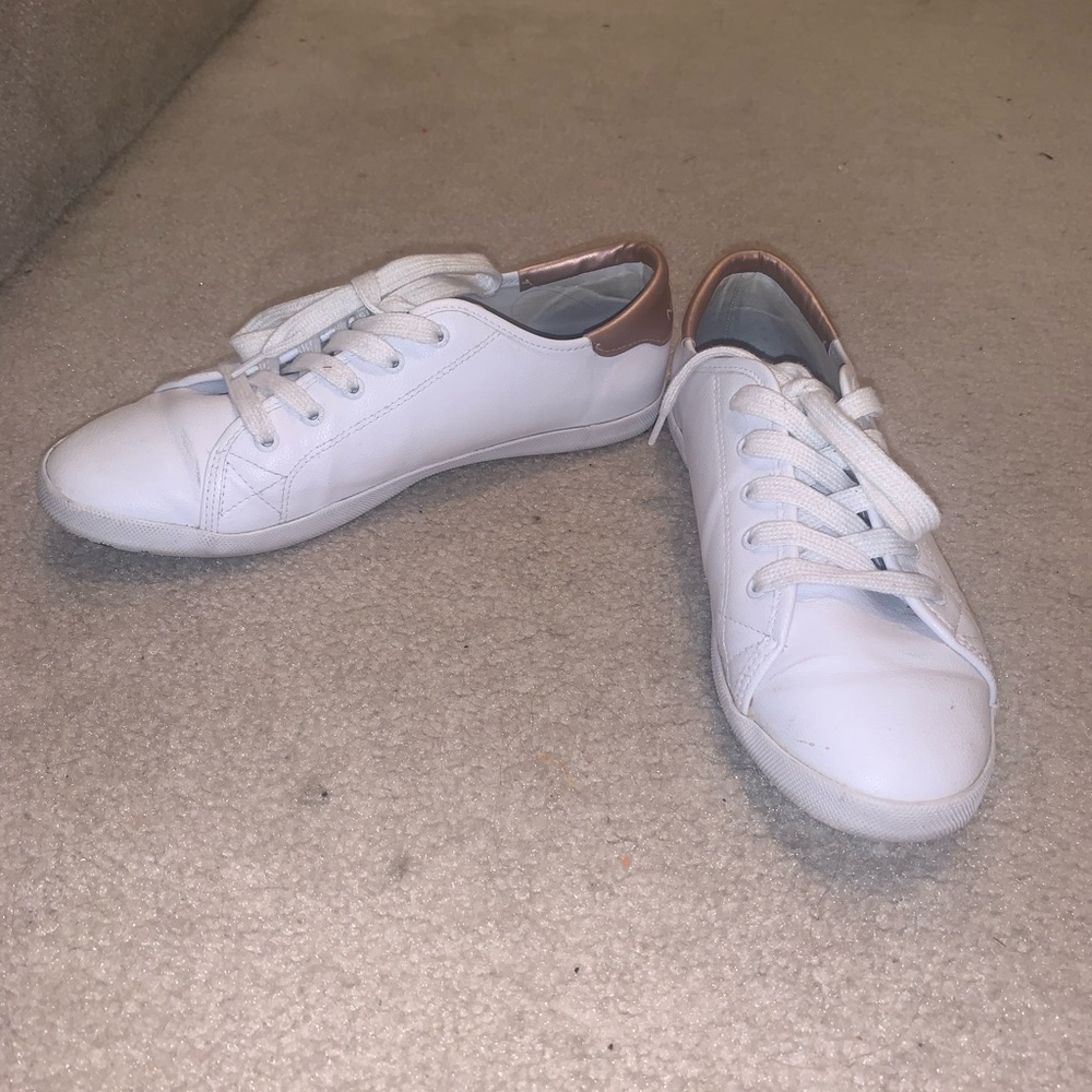 Nautica Sneaker, white leather/rose gold, 10